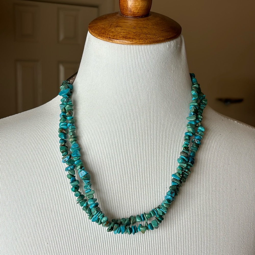 Genuine Turquoise and Sterling Silver Necklace